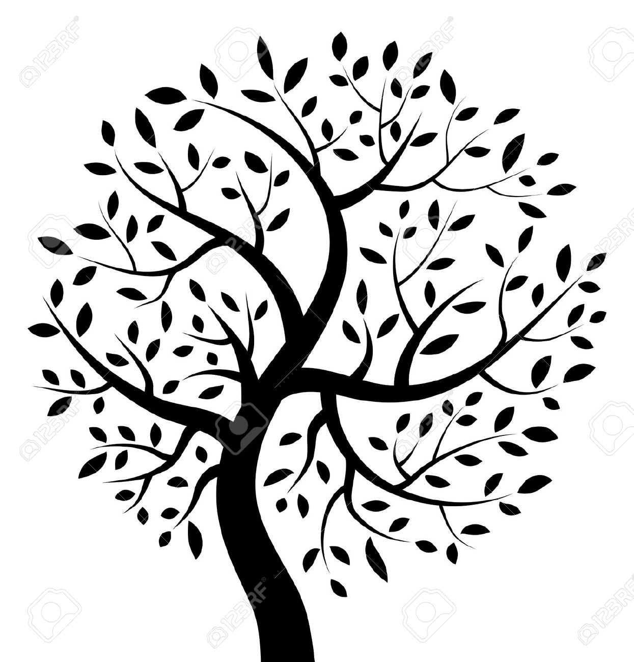 free black and white clipart of trees - photo #17